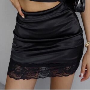 Princess Polly Black Satin Mini Skirt